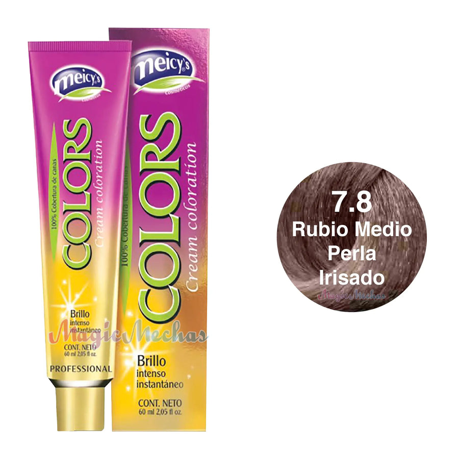 Meicys Tinte Colors Permanente 7.8 Rubio Medio Perla Irisado 60mL Meicys