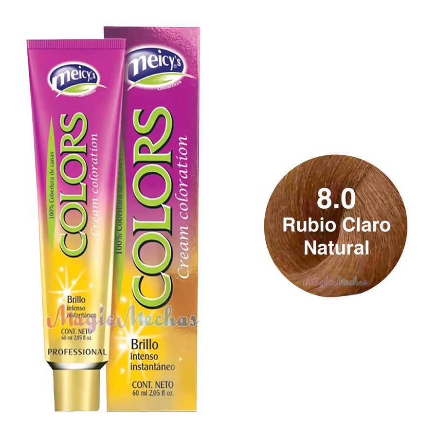 Meicys Tinte Colors Permanente 8.0 Rubio Claro Natural 60mL Meicys