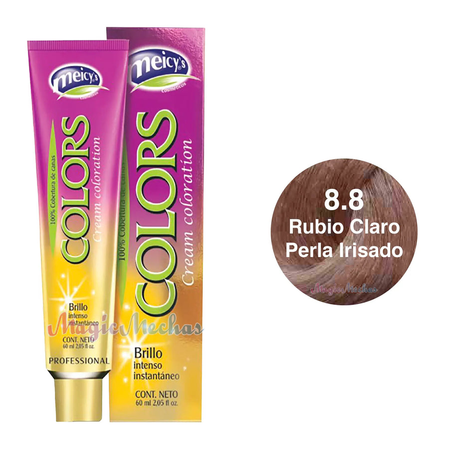 Meicys Tinte Colors Permanente 8.8 Rubio Claro Perla Irisado 60mL Meicys