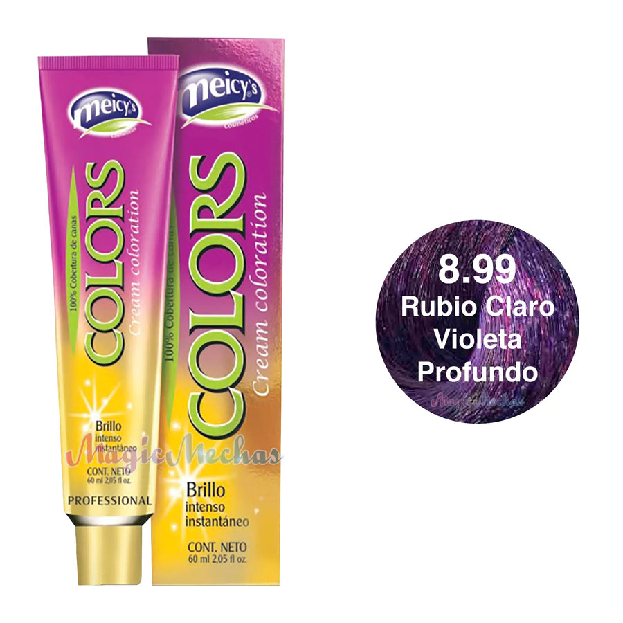 Meicys Tinte Colors Permanente 8.99 Rubio Claro Violeta Profundo 60mL Meicys