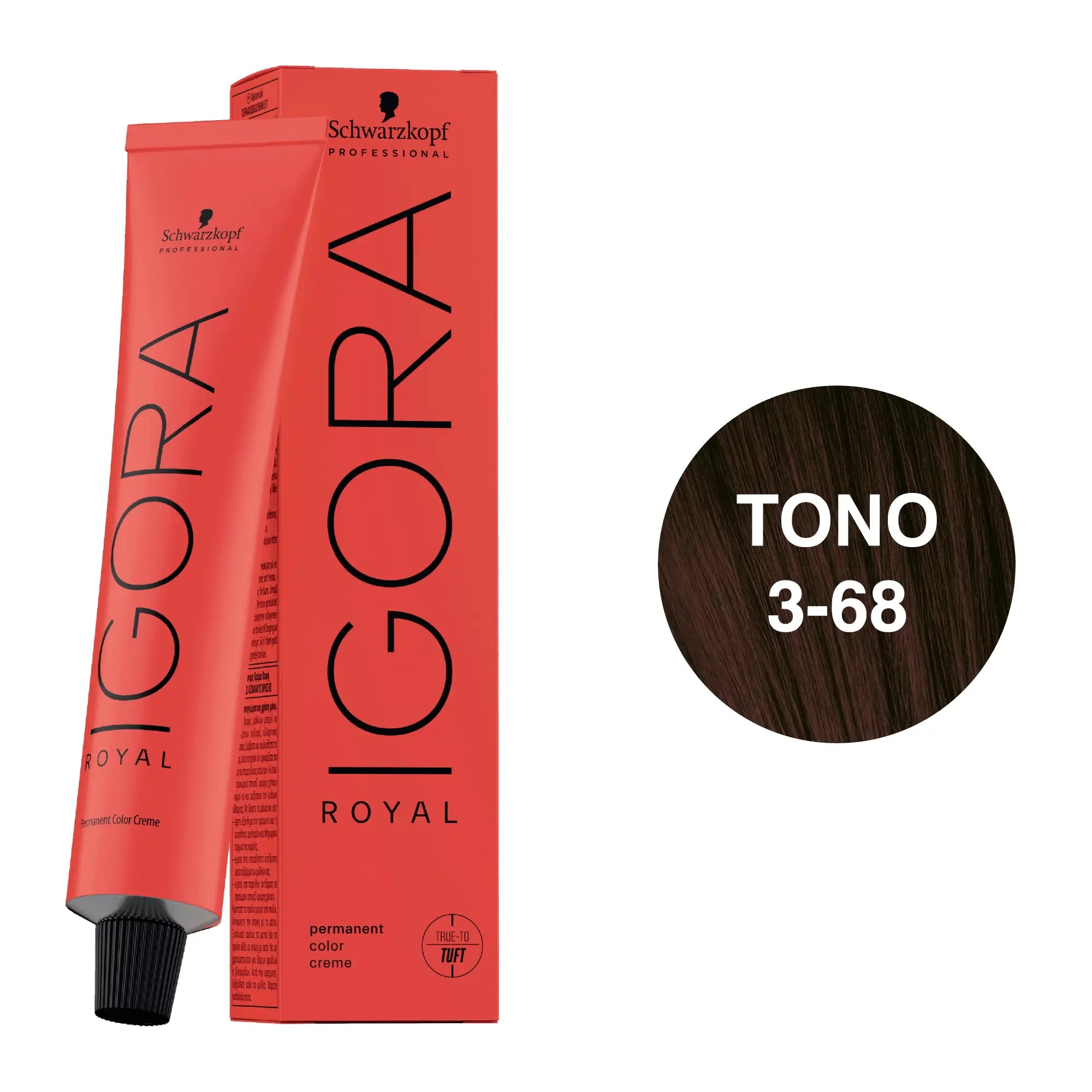Igora Royal Tono 3-68 Castaño Oscuro Chocolate Rojo 60mL - Magic Mechas
