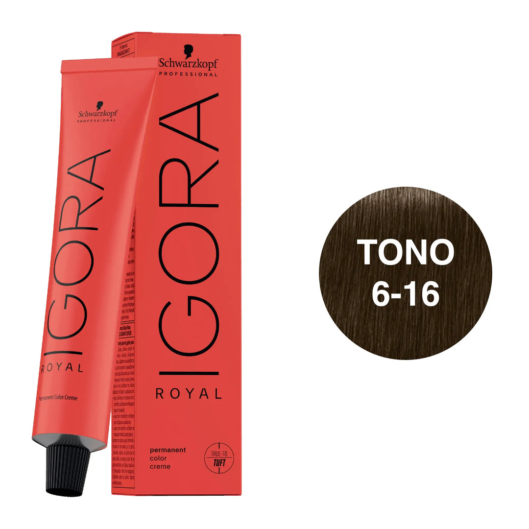 Igora Royal Tono 6-16 Rubio Oscuro Ceniza Chocolate 60mL - Magic Mechas