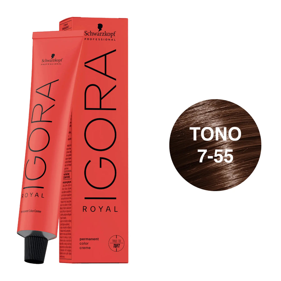 Igora Royal Tono 7-55 Rubio Medio Dorado Intenso 60mL - Magic Mechas