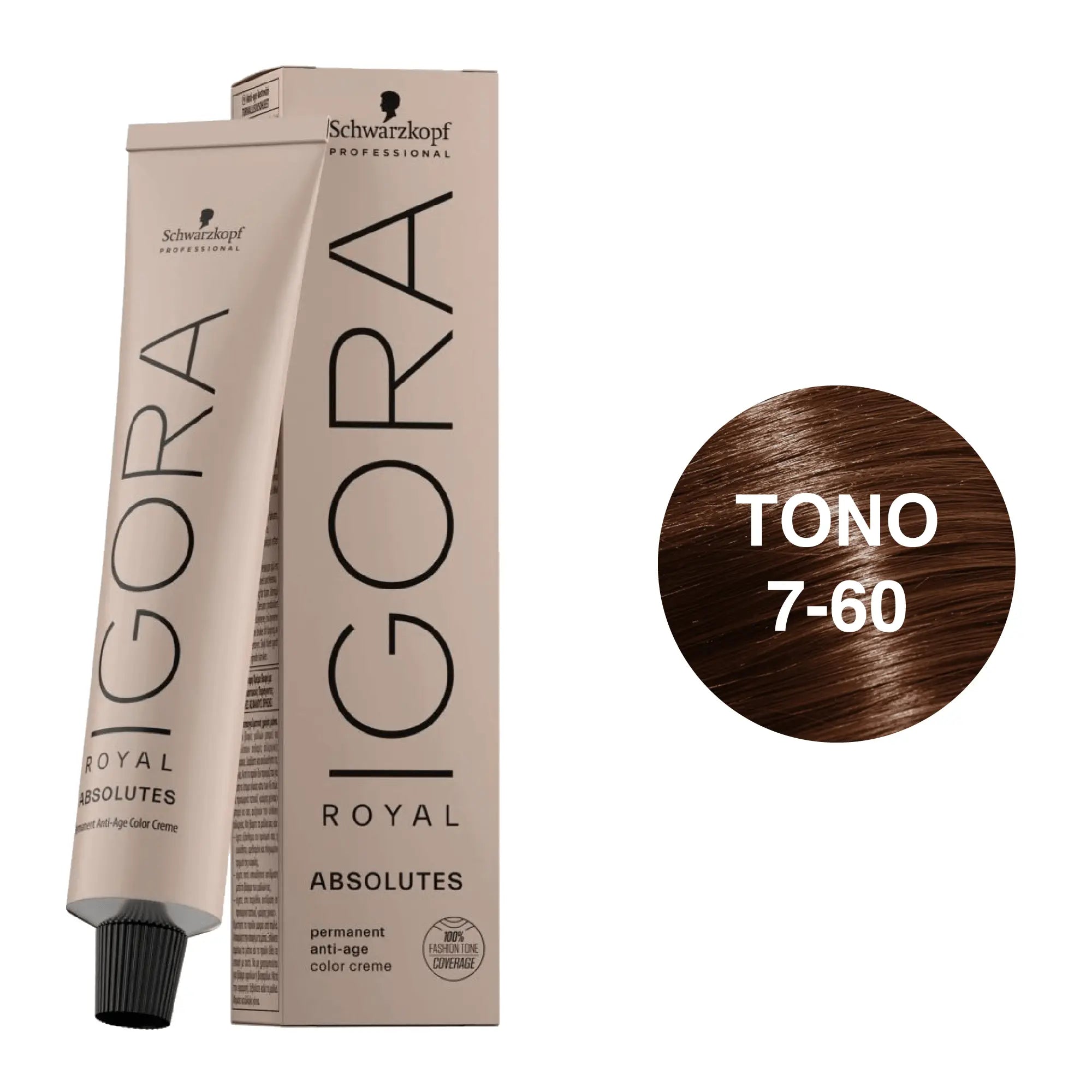 Igora Royal Absolutes Tono 7-60 Rubio Medio Chocolate Natural 60mL - Magic Mechas