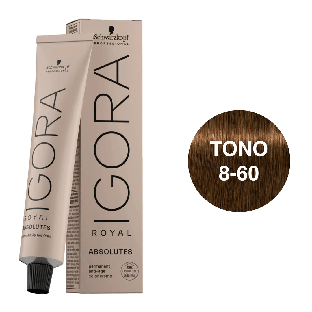 Igora Royal Absolutes Tono 8-60 Rubio Claro Chocolate Natural 60mL - Magic Mechas