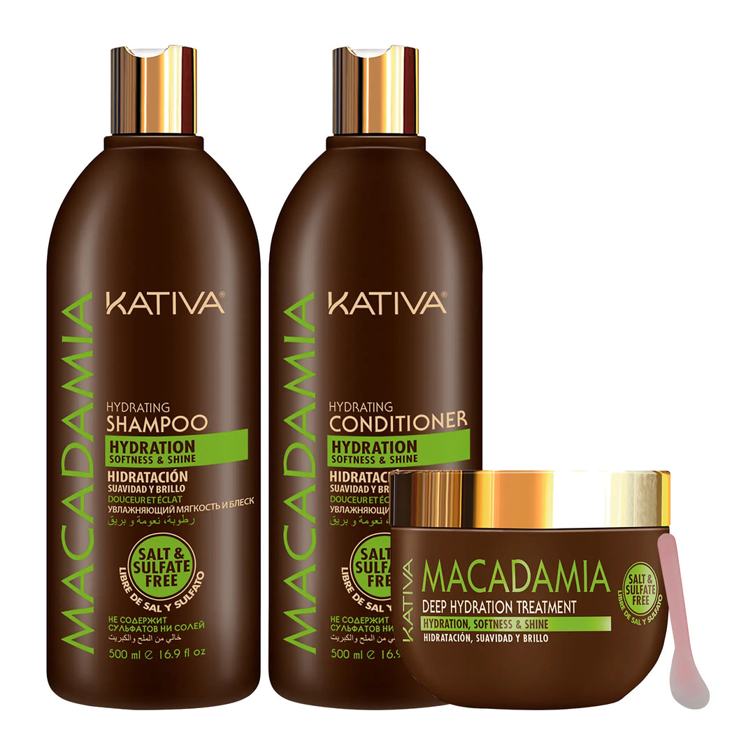 Kit Kativa Macadamia Shampoo 500ml + Acondicionador 500ml + Mascarilla Kativa