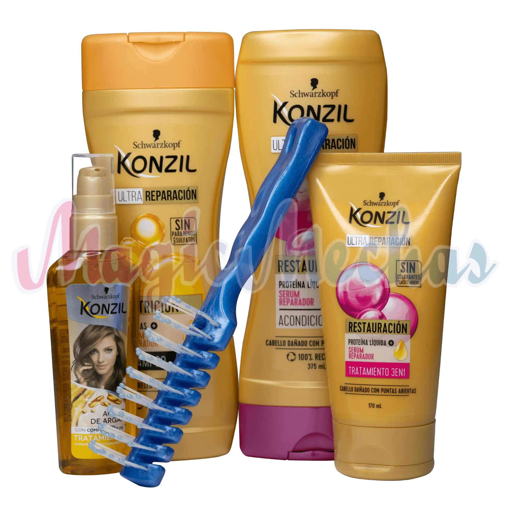 Kit Konzil Shampoo + Acondicionador + Tratamiento 3 en 1 + Aceite de Argan - Magic Mechas