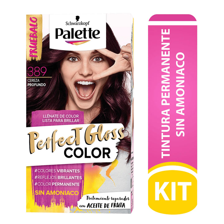 Palette Perfect Gloss Sin Amoniaco 389 Cereza Profundo - Magic Mechas