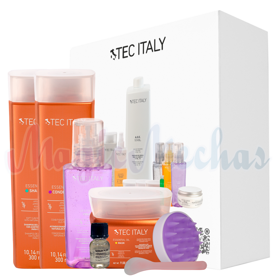 Kit Tec Italy Essential Oil Shampoo + Acondicionador + Mascarilla+ Olio Color + Obsequio Tec Italy