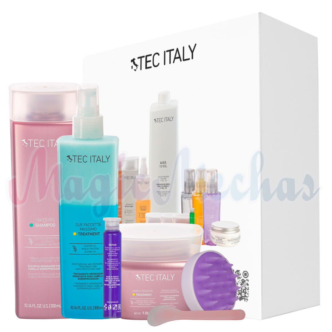 Kit Tec Italy Shampoo Massimo + Due Faccetta Massimo + Mascarilla + Obsequio Tec Italy