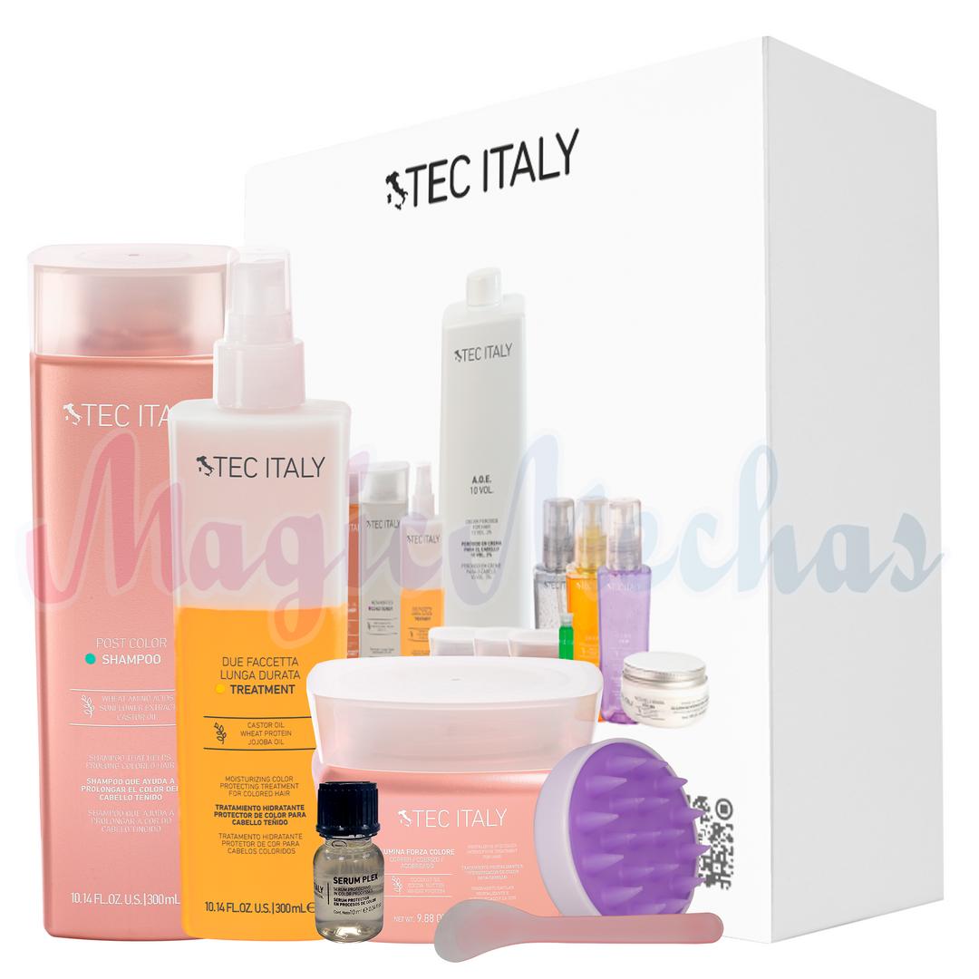 Kit Tec Italy Post Color Shampoo + Lunga Durata + Mascarilla Cobre + Obsequio. Tec Italy