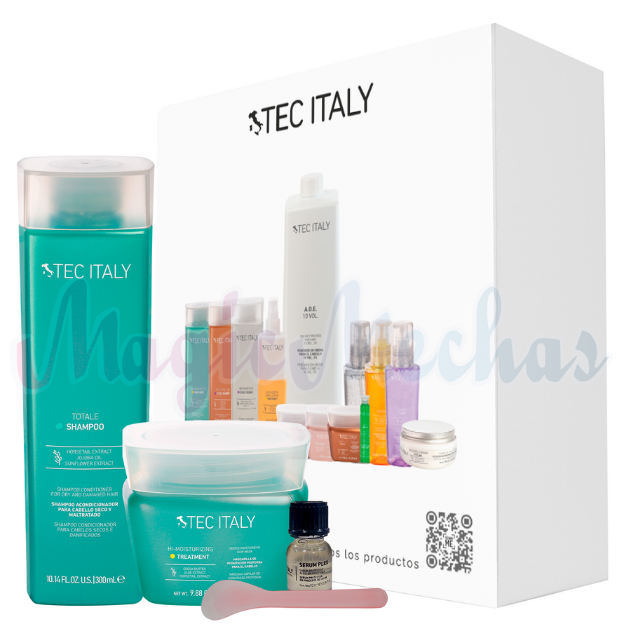 Kit Tec Italy Shampoo Totale + Mascarilla Moisturizing + Obsequio Tec Italy