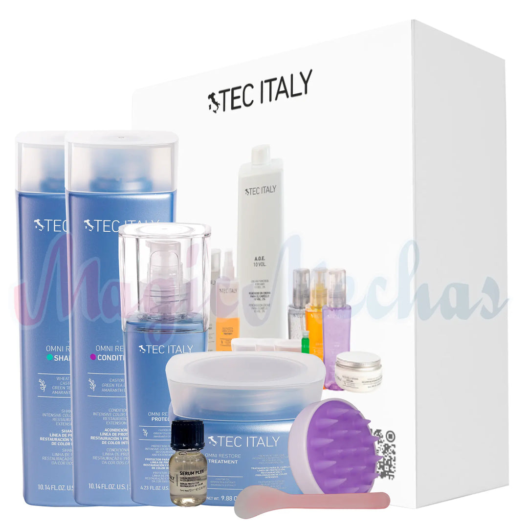 Kit Tec Italy Shampoo Omni Restore + Acondicionador + Mascarilla + Termo Protector + Obsequio Tec Italy