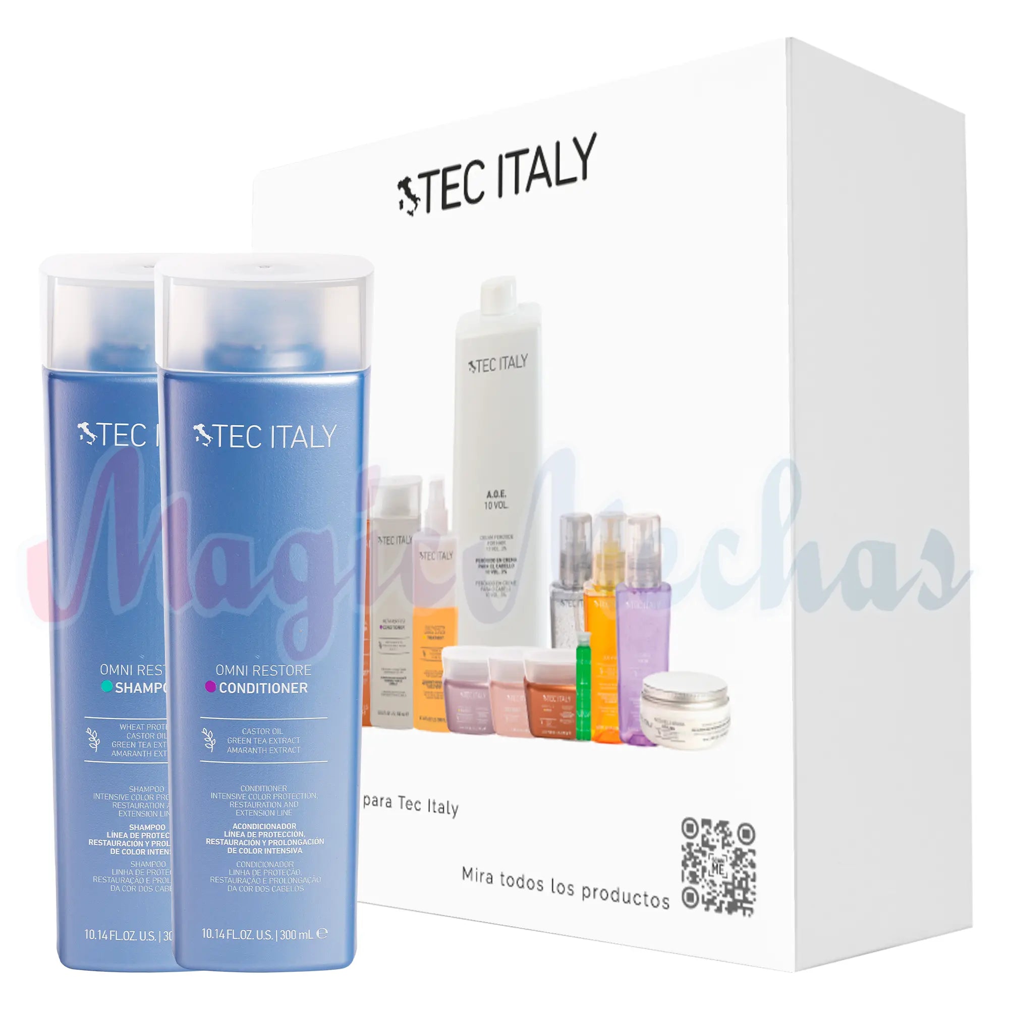 Kit Tec Italy Shampoo Omni Restore + Acondicionador Omni Restore + Estuche Cartuchera Tec Italy