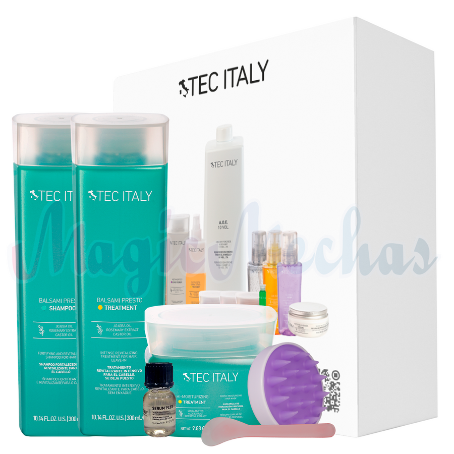 Kit Tec Italy Shampoo Presto + Acondicionador + Mascarilla  Moisturizing+ Obsequio Tec Italy