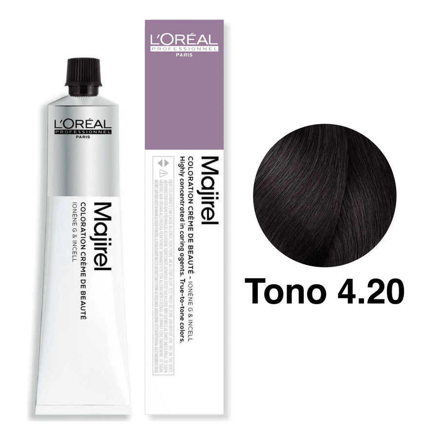 Tintes Majirel Tono 4.20 Castaño Irisado Intenso 50mL - Magic Mechas