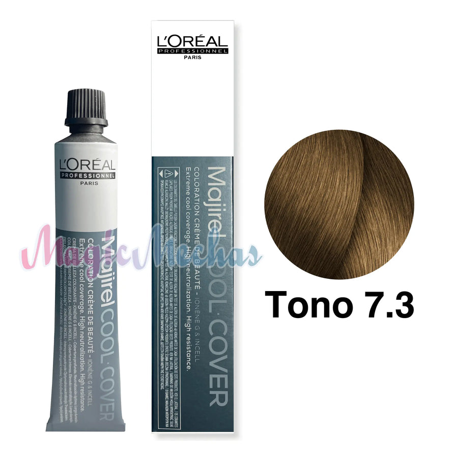 Tinte Majirel Tono 7.3 Cool Cover Rubio Dorado 50mL - Magic Mechas