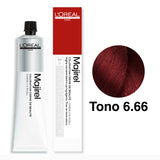 Tinte Majirel Tono 6.66 Rubio Oscuro Rojo Profundo 50mL - Magic Mechas
