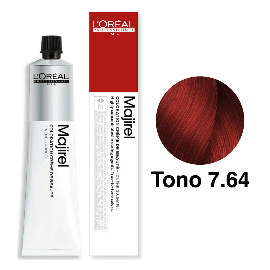 Tinte Majirel Tono 7.64 Rubio Rojizo Cobrizo 50mL - Magic Mechas