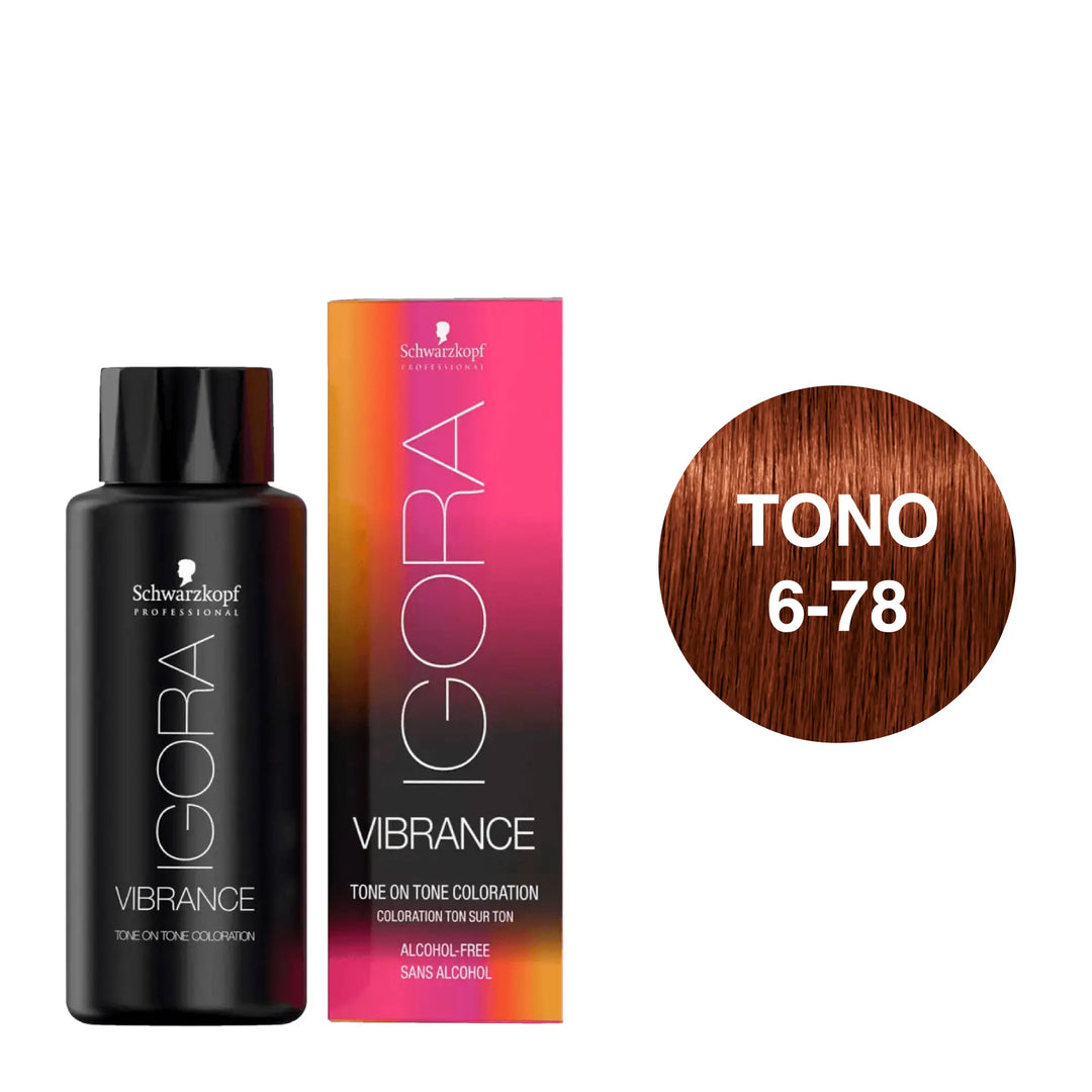 Igora Vibrance Tono 6-78 Rubio Oscuro Cobrizo Rojo 60mL - Magic Mechas