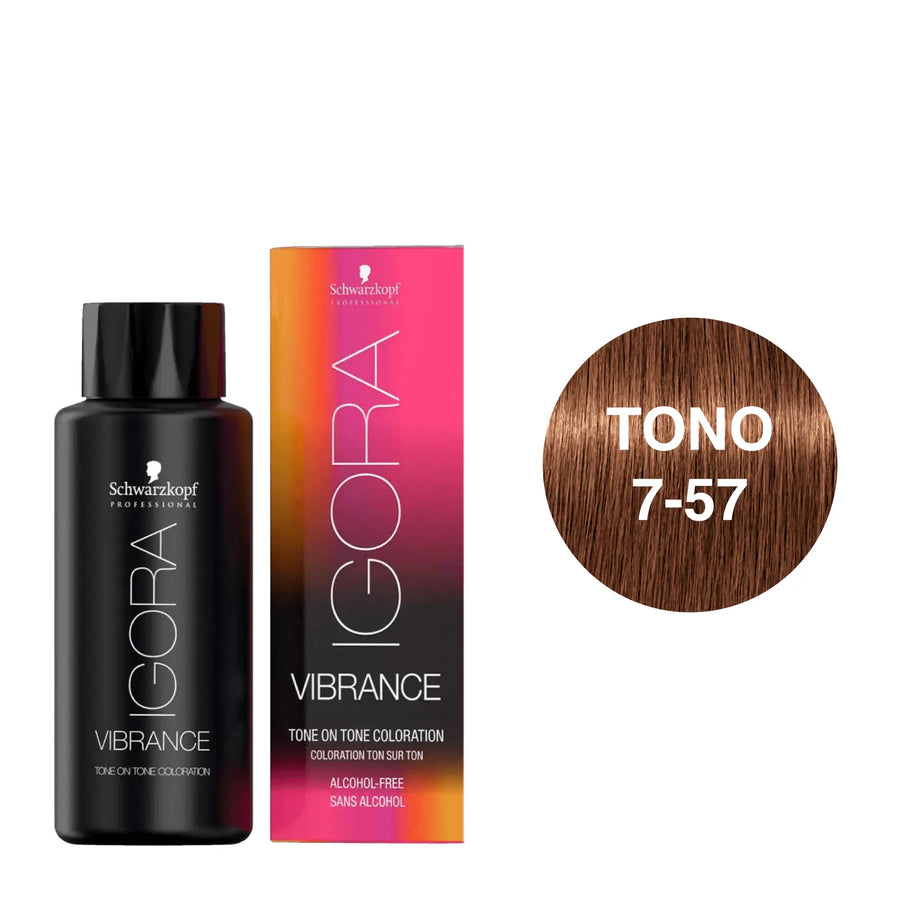 Igora Vibrance Tono 7-57 Rubio Medio Dorado Cobrizo 60mL - Magic Mechas