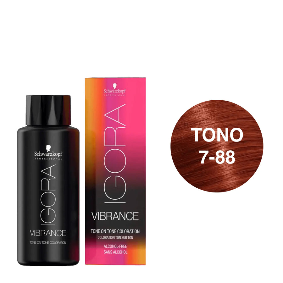 Igora Vibrance Tono 7-88 Rubio Medio Rojo Intenso 60mL - Magic Mechas